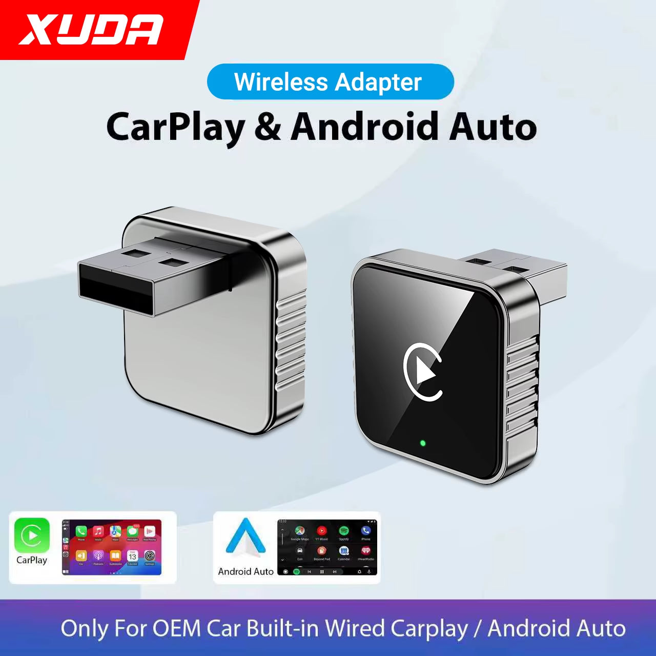 2 In1 Wired to Wireless Carplay Android Auto Adapter for OEM Car Stereo with USB Dongle Smart Mini Box Plug and Play Blueto