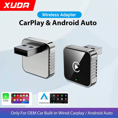 2 In1 Wired to Wireless Carplay Android Auto Adapter for OEM Car Stereo with USB Dongle Smart Mini Box Plug and Play Blueto