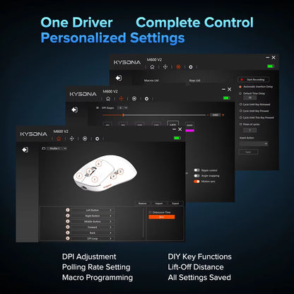 M600 V2 PAW3395 White Wireless Gaming Esports Mouse 55G 26000DPI 6 Buttons Optical PAM3395 Computer Mice for Laptop PC
