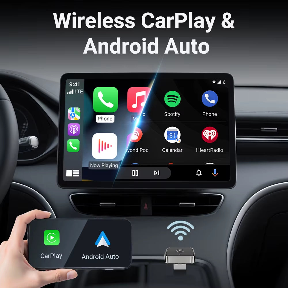 2 In1 Wired to Wireless Carplay Android Auto Adapter for OEM Car Stereo with USB Dongle Smart Mini Box Plug and Play Blueto