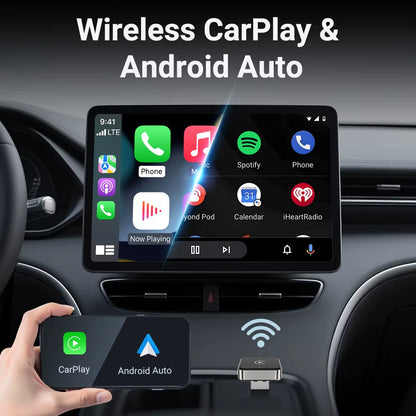 2 In1 Wired to Wireless Carplay Android Auto Adapter for OEM Car Stereo with USB Dongle Smart Mini Box Plug and Play Blueto