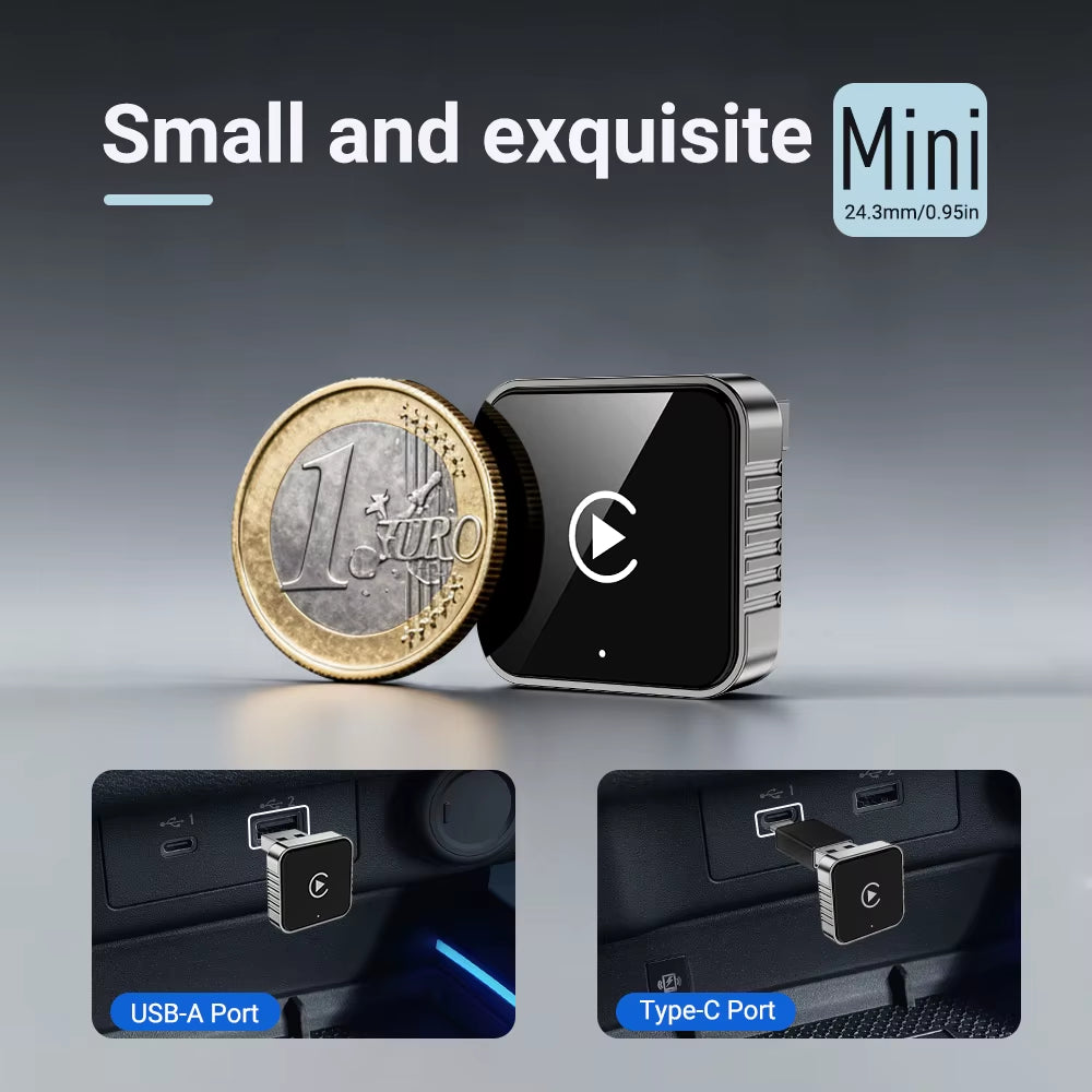 2 In1 Wired to Wireless Carplay Android Auto Adapter for OEM Car Stereo with USB Dongle Smart Mini Box Plug and Play Blueto