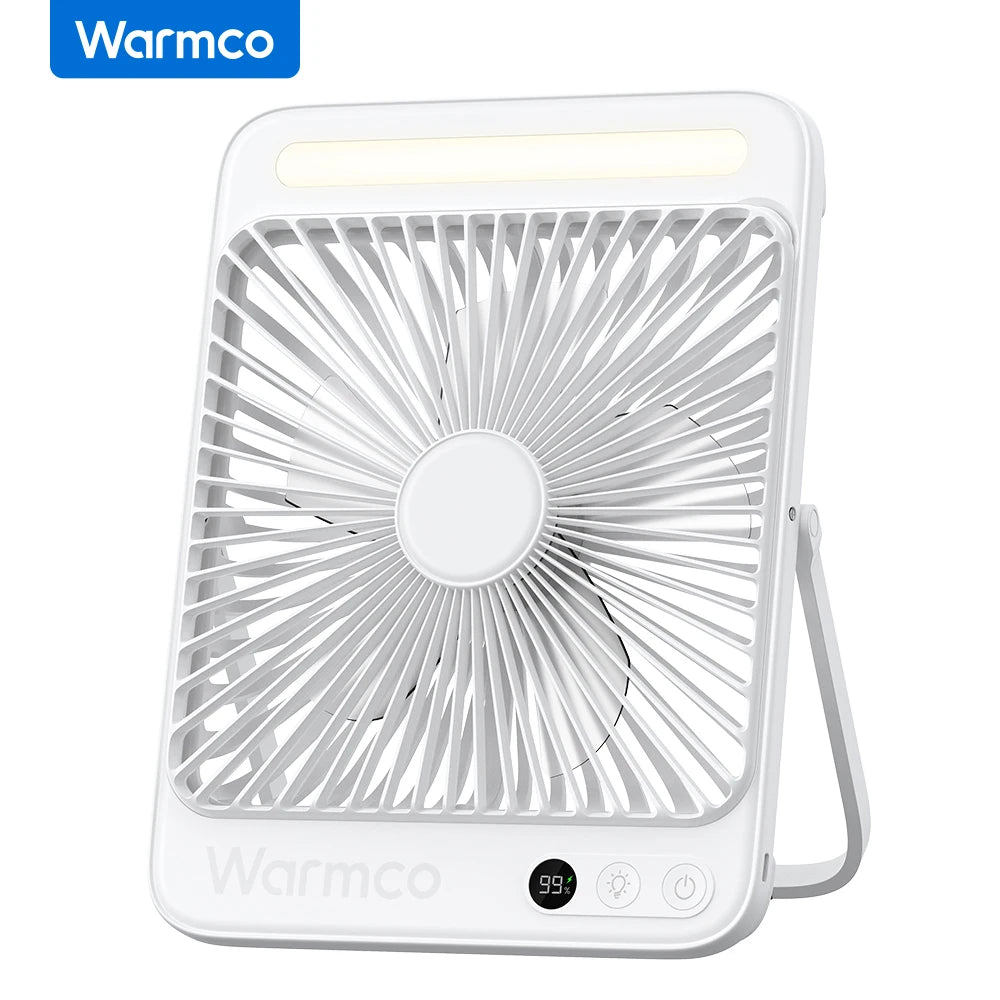 D4 Portable Desk Fan Rechargeable 20000Mah Camping Fan with Light,48Hrs Run Time 8" Silent Personal Fan Digital Display