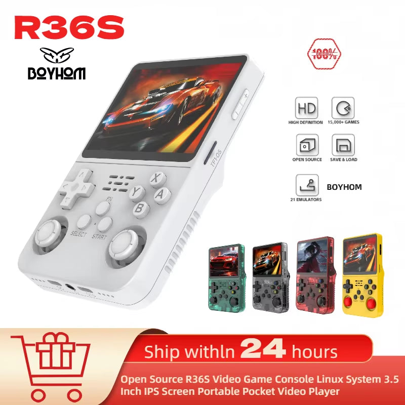 Retro Handheld R36S Video Game Console Linux System 3.5 Inch IPS Screen Portable Pocket Video Player 64GB 128GB