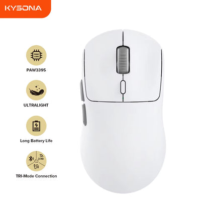 M600 V2 PAW3395 White Wireless Gaming Esports Mouse 55G 26000DPI 6 Buttons Optical PAM3395 Computer Mice for Laptop PC